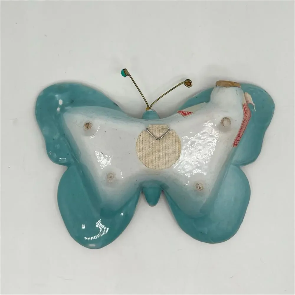Vintage 1972 Famous Firsts Hand Painted Ceramic Butterfly Decanter Mini Bottle